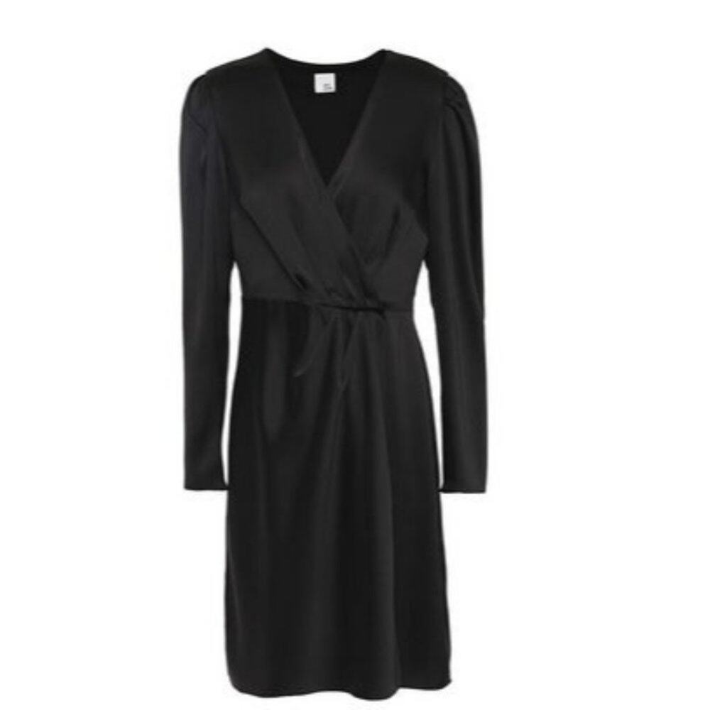 Iris & Ink Adeline wrap effect pleated dress Black size 10